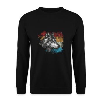 Wolf - Unisex Pullover - Schwarz - Vorne - Alina (178cm) & Michal (187cm)