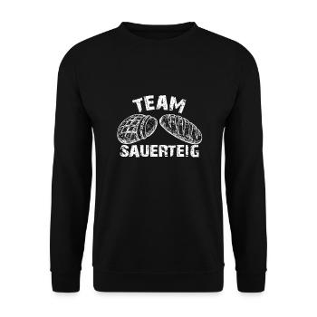 Team Sauerteig - selber backen ist die Devise - Unisex Pullover - Schwarz - Vorne - Alina (178cm) & Michal (187cm)