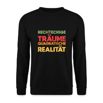 Rechteckige Träume, Quadratische Realität - Unisex Pullover - Schwarz - Vorne - Alina (178cm) & Michal (187cm)