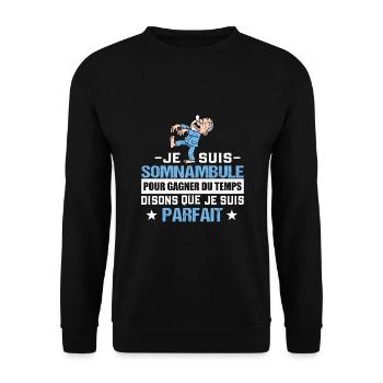 Homme somnambule cadeau drôle humour sommeil - Sweat-shirt Unisexe - noir - Devant - Alina (178cm) & Michal (187cm)