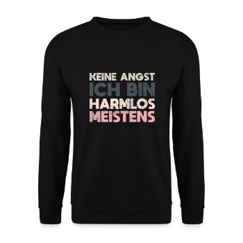 Keine Angst, Ich Bin Harmlos Meistens - Unisex Pullover - Schwarz - Vorne - Alina (178cm) & Michal (187cm)