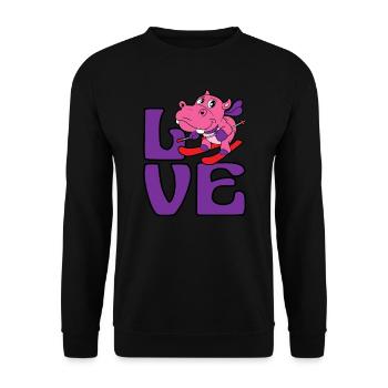Hippopotamus skier skiing winter sport snow - Unisex Sweatshirt - black - Front - Alina (178cm) & Michal (187cm)