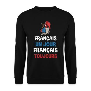 Français un jour français toujours / France - Sweat-shirt Unisexe - noir - Devant - Alina (178cm) & Michal (187cm)