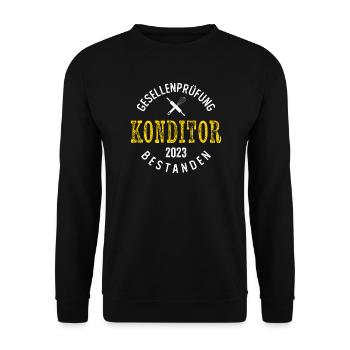 Konditor Konditorei Ausbildung Gesellenprüfung - Unisex Pullover - Schwarz - Vorne - Alina (178cm) & Michal (187cm)