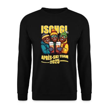 Ischgl 2025 Aprés-Ski Team lustiges Ski fahren - Unisex Pullover - Schwarz - Vorne - Alina (178cm) & Michal (187cm)