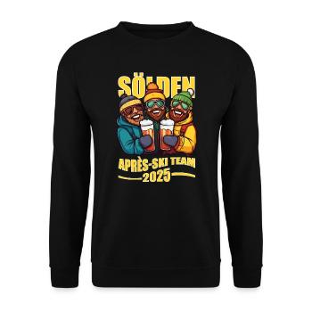 Sölden 2025 Aprés-Ski Team lustiges Ski fahren - Unisex Pullover - Schwarz - Vorne - Alina (178cm) & Michal (187cm)