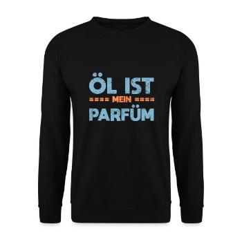 Öl Ist Mein Parfüm - Unisex Pullover - Schwarz - Vorne - Alina (178cm) & Michal (187cm)