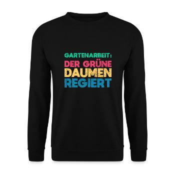Gartenarbeit: Der Grüne Daumen Regiert - Unisex Pullover - Schwarz - Vorne - Alina (178cm) & Michal (187cm)