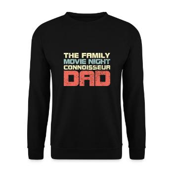 The Family Movie Night Connoisseur Dad - Unisex Pullover - Schwarz - Vorne - Alina (178cm) & Michal (187cm)