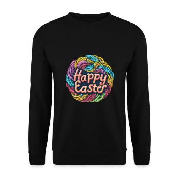 Frohe Ostern Bunte Eierjagd Osterkorb für Kinder - Unisex Pullover - Schwarz - Vorne - Alina (178cm) & Michal (187cm)