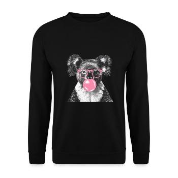 Koala mit Sonnenbrille Bubblegum für einen - Unisex Pullover - Schwarz - Vorne - Alina (178cm) & Michal (187cm)