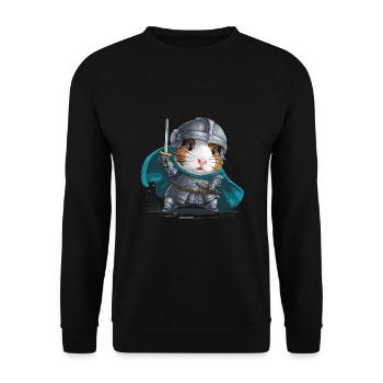 Meerschweinchen als Ritter - Unisex Pullover - Schwarz - Vorne - Alina (178cm) & Michal (187cm)