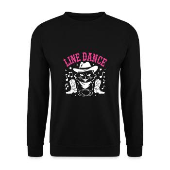 Ich liebe meine Katze und Line Dance - Unisex Pullover - Schwarz - Vorne - Alina (178cm) & Michal (187cm)