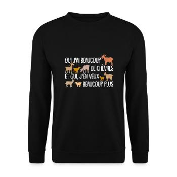 Ja ich will noch mehr Ziegen ich liebe Ziegen - Sweat-shirt Unisexe - noir - Devant - Alina (178cm) & Michal (187cm)