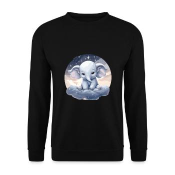 Niedlicher Elefant Schläft Schlafen - Unisex Pullover - Schwarz - Vorne - Alina (178cm) & Michal (187cm)