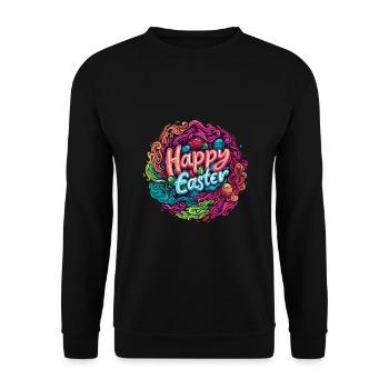 Frohe Ostern Bunte Eierjagd Osterkorb für Kinder - Unisex Pullover - Schwarz - Vorne - Alina (178cm) & Michal (187cm)