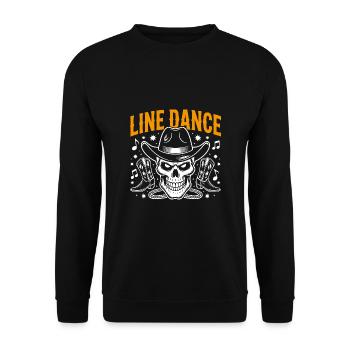 Line Dance Skull with Stetson and Boots and Lasso - Unisex Sweatshirt - black - Front - Alina (178cm) & Michal (187cm)