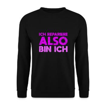 Ich Repariere, Also Bin Ich - Unisex Pullover - Schwarz - Vorne - Alina (178cm) & Michal (187cm)