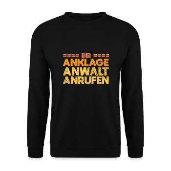 Bei Anklage, Anwalt Anrufen - Unisex Pullover - Schwarz - Vorne - Alina (178cm) & Michal (187cm)