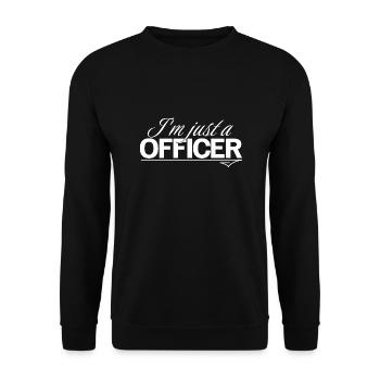 Job Design T-Shirt Offizier - Unisex Pullover - Schwarz - Vorne - Alina (178cm) & Michal (187cm)