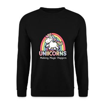 Kinder Einhorn Regenbogen Magisches Einhorn für - Unisex Pullover - Schwarz - Vorne - Alina (178cm) & Michal (187cm)