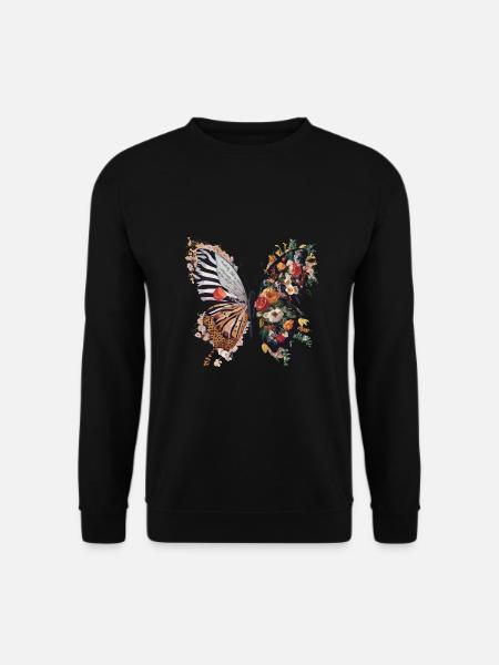 Bunte Blumen Schmetterling Naturliebhaber - Unisex Pullover - Schwarz