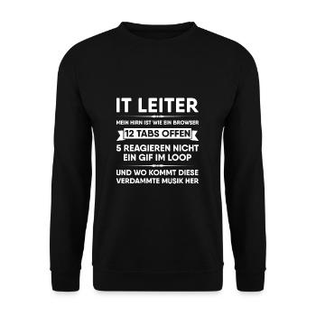 Mein Hirn ist wie ein Browser IT Leiter Informatik - Unisex Pullover - Schwarz - Vorne - Alina (178cm) & Michal (187cm)