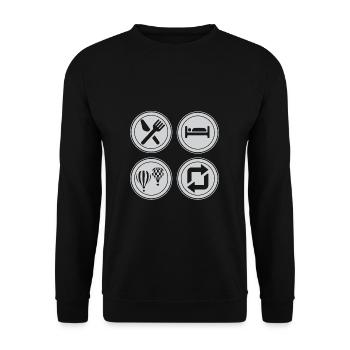 Heißluftballon & Ballon Fahrer Geschenk - Unisex Pullover - Schwarz - Vorne - Alina (178cm) & Michal (187cm)