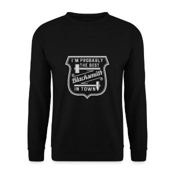 Lustiger Schmied Spruch & Schmieden - Unisex Pullover - Schwarz - Vorne - Alina (178cm) & Michal (187cm)