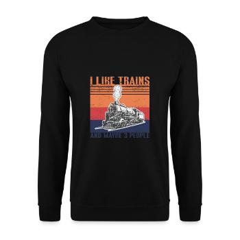 Lokführer Bahn Design I Model Eisenbahn - Unisex Pullover - Schwarz - Vorne - Alina (178cm) & Michal (187cm)