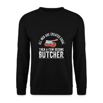 Metzger Fleischer Sprücher I Metzgerei - Unisex Pullover - Schwarz - Vorne - Alina (178cm) & Michal (187cm)