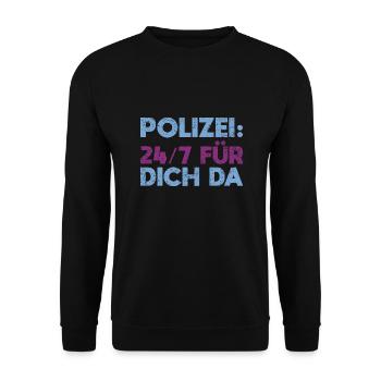 Polizei: 24/7 Für Dich Da - Unisex Pullover - Schwarz - Vorne - Alina (178cm) & Michal (187cm)