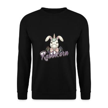 Niedliches Rabbicorn Einhorn Ostern für Kinder - Unisex Pullover - Schwarz - Vorne - Alina (178cm) & Michal (187cm)