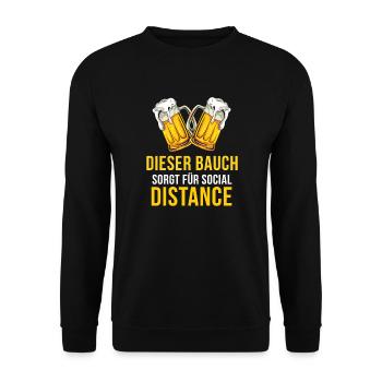 Beer drinker This belly ensures social distance - Unisex Sweatshirt - black - Front - Alina (178cm) & Michal (187cm)