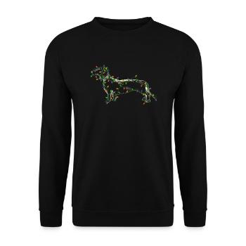 Dackel Lichterkette Geschenk für Hundeliebhabe - Unisex Pullover - Schwarz - Vorne - Alina (178cm) & Michal (187cm)