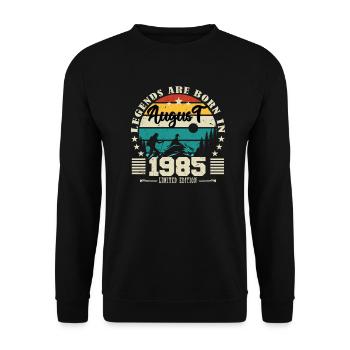 August 1985. Birthday gift August 1985. August - Unisex Sweatshirt - black - Front - Alina (178cm) & Michal (187cm)