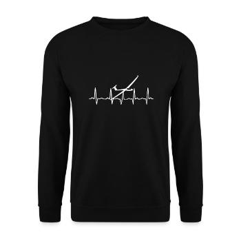 Segelflieger Herzschlag - Unisex Pullover - Schwarz - Vorne - Alina (178cm) & Michal (187cm)