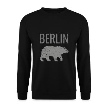 Berlin mit dem Bären Bär wie Berlin Spruch - Unisex Pullover - Schwarz - Vorne - Alina (178cm) & Michal (187cm)