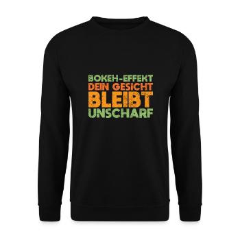 Bokeh-Effekt, Dein Gesicht Bleibt Unscharf - Unisex Pullover - Schwarz - Vorne - Alina (178cm) & Michal (187cm)
