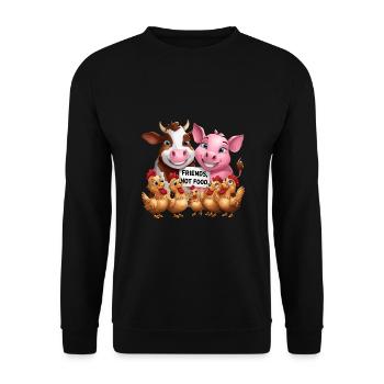 Not Food Animals Kein Fleisch - Unisex Pullover - Schwarz - Vorne - Alina (178cm) & Michal (187cm)