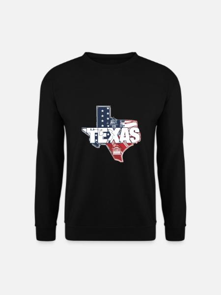 Stolze texanische Ikone - Flagge und Kapitol - Unisex Pullover - Schwarz
