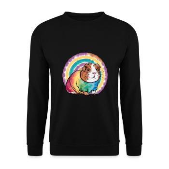 Meerschweinchen Regenbogen - Unisex Pullover - Schwarz - Vorne - Alina (178cm) & Michal (187cm)