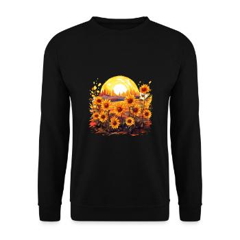 Sonnenblume Floral Blühen Sommer Natur für einen - Unisex Pullover - Schwarz - Vorne - Alina (178cm) & Michal (187cm)