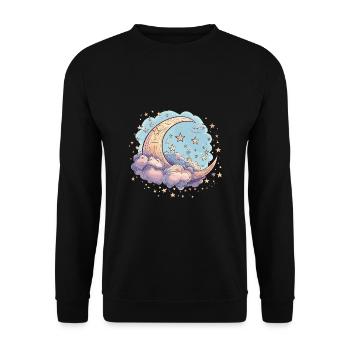 Himmlischer Mond Raum Sternenhimmel Nacht Himmel - Unisex Pullover - Schwarz - Vorne - Alina (178cm) & Michal (187cm)