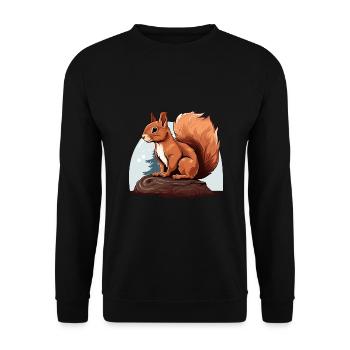 Herbst Eichhörnchen Wald Szene - Unisex Pullover - Schwarz - Vorne - Alina (178cm) & Michal (187cm)
