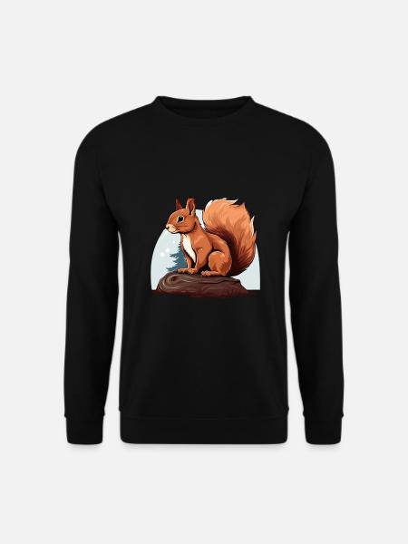 Herbst Eichhörnchen Wald Szene - Unisex Pullover - Schwarz