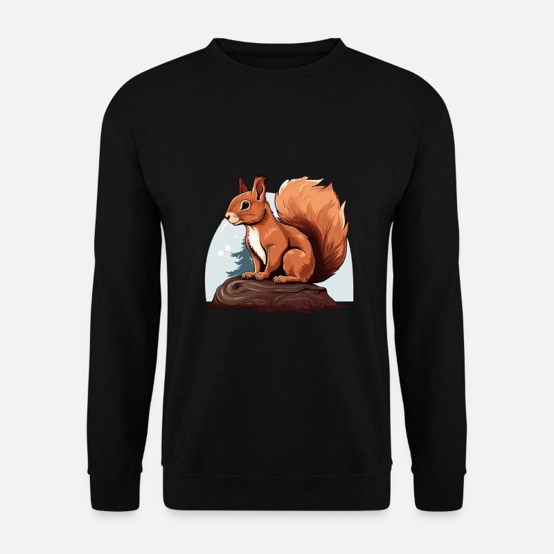Herbst Eichhörnchen Wald Szene - Unisex Pullover - Schwarz