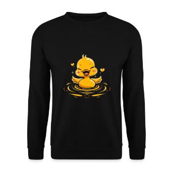Niedliche Ente Baden Plantschen für Kinder - Unisex Pullover - Schwarz - Vorne - Alina (178cm) & Michal (187cm)