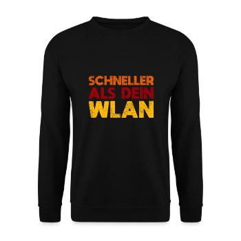 Schneller Als Dein WLAN - Unisex Pullover - Schwarz - Vorne - Alina (178cm) & Michal (187cm)