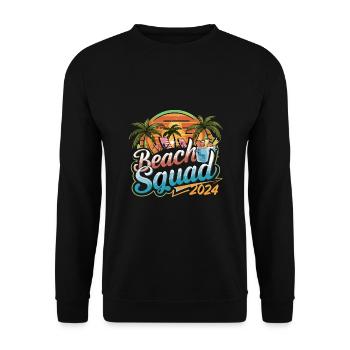 Beach Squad 2024 Tropischer Sonnenuntergang - Unisex Pullover - Schwarz - Vorne - Alina (178cm) & Michal (187cm)